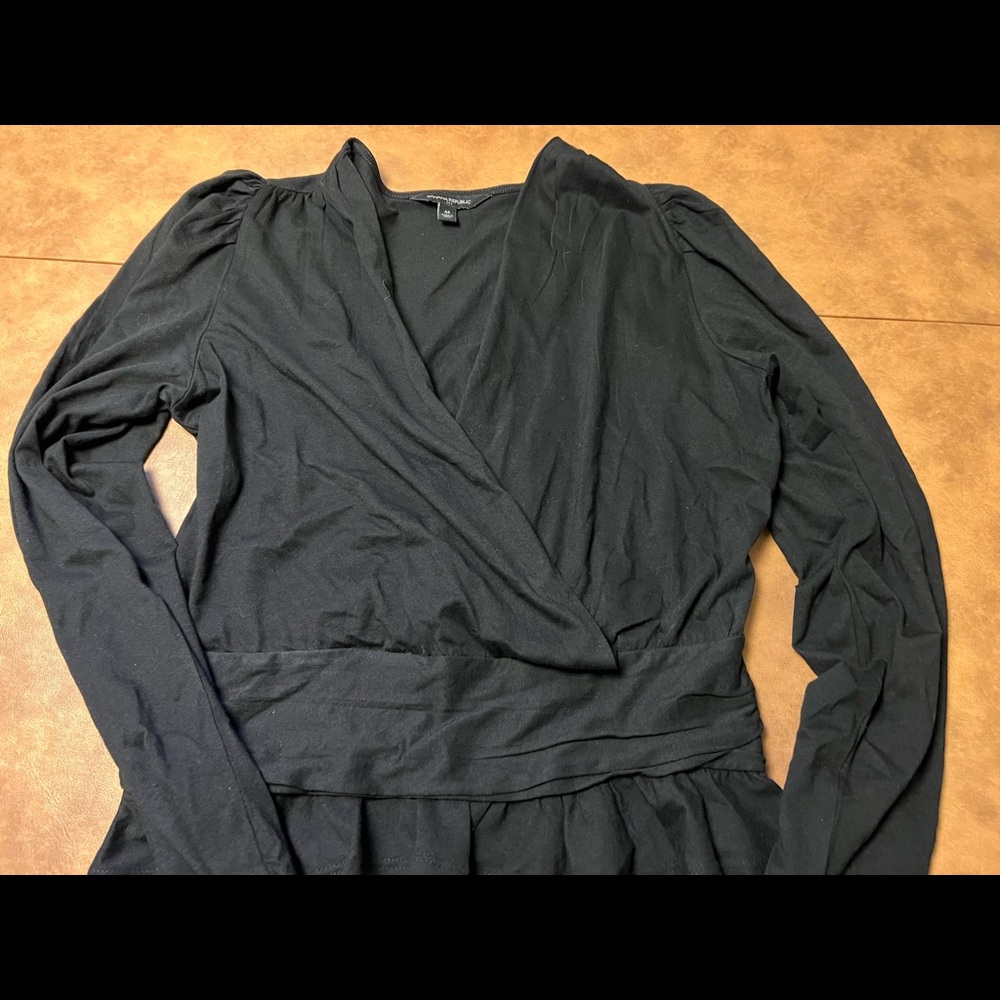 Banana Republic Medium Long Sleeve Faux Wrap Gathers @ Peplum Waist & Shoulders - Picture 1 of 7